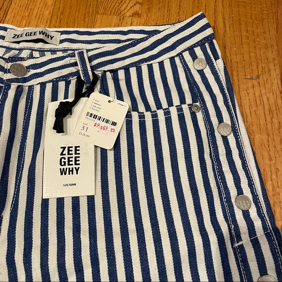 Zee Gee Why Sweeper Snap Stripe Wide-Leg Jeans 31 - Picture 8 of 15